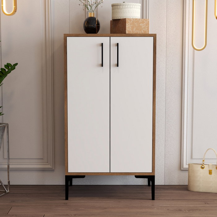 Hanah Home Zapatero Nogal y Blanco 60x111x35 cm. Mueble Organizador con Estantes.